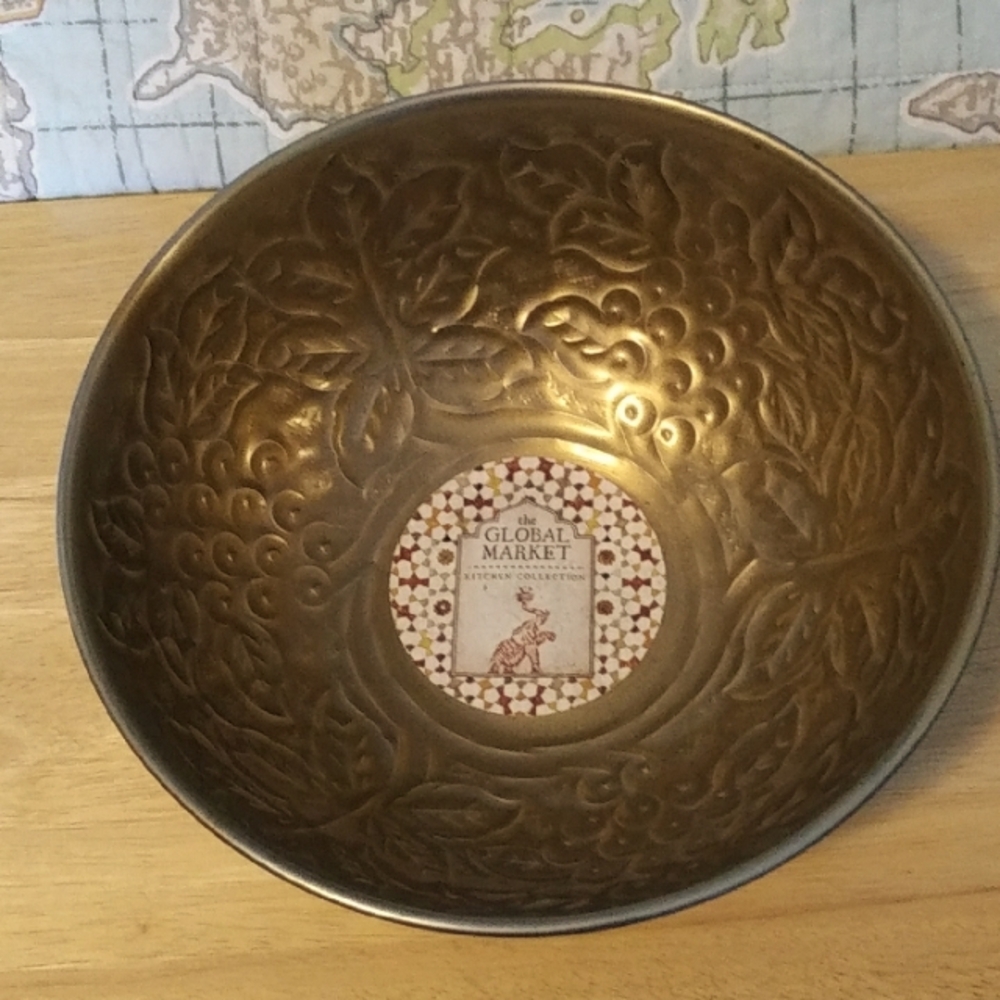 Global Market Decorative Brass Bowl, NWOT